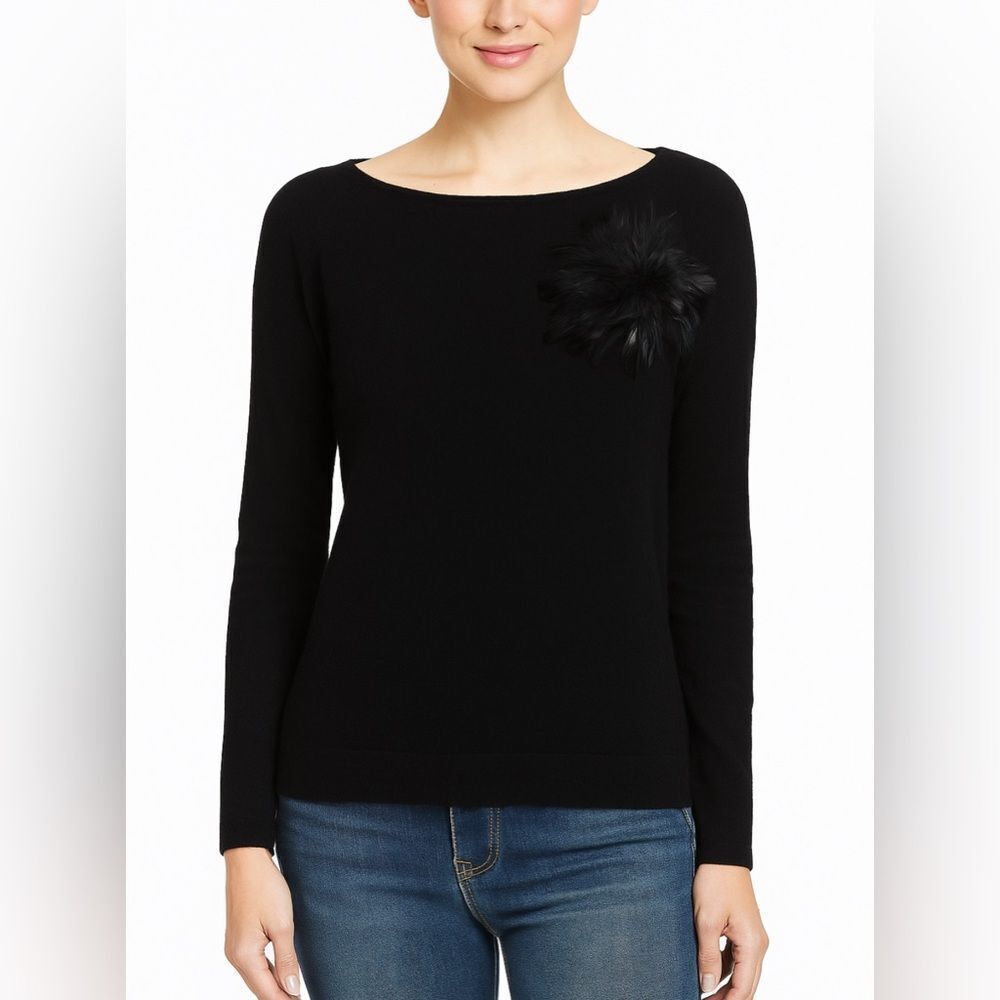 Lauren Hansen Cashmere Sweater with Feather Flower